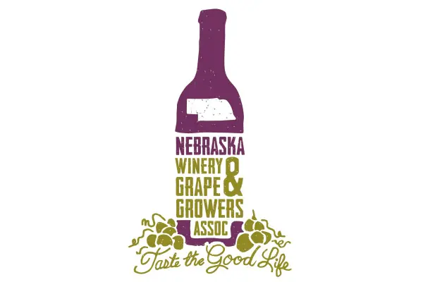 A bottle of wine with the words nebraska winery, grape and growers assoc.